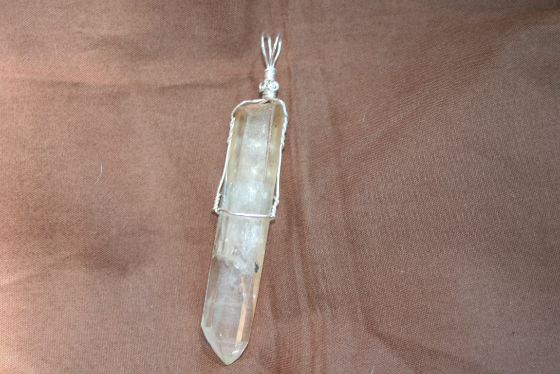 Kundalini Quartz Pendant Sterling Silver Wrapped success and will power 4955